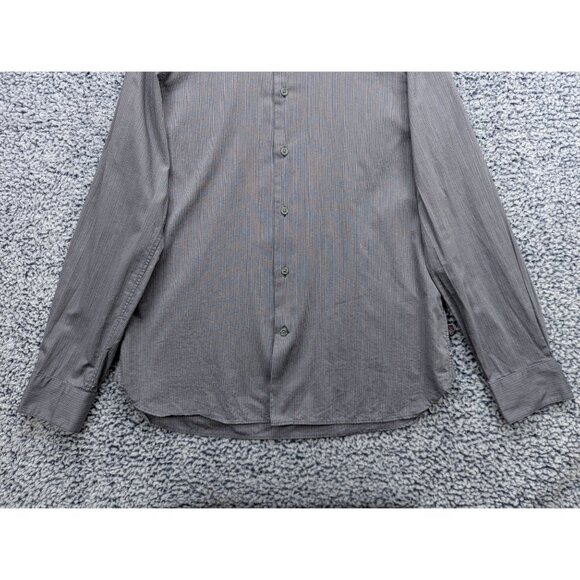John Varvatos Button Up Shirt Mens M Long Sleeve Lightweight Striped Office Gray - Picture 4 of 11